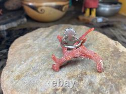 Early Zuni Flower Inlay Ring Virgil Dishta Turquoise Sterling Silver