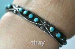 Early Zuni Harvey Era Turquoise Ingot Sterling Silver Turquoise Cuff Bracelet