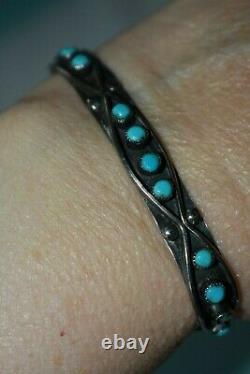 Early Zuni Harvey Era Turquoise Ingot Sterling Silver Turquoise Cuff Bracelet