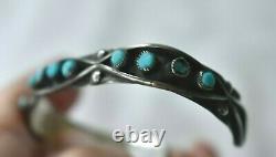 Early Zuni Harvey Era Turquoise Ingot Sterling Silver Turquoise Cuff Bracelet