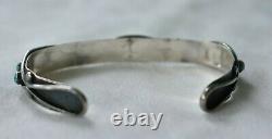 Early Zuni Harvey Era Turquoise Ingot Sterling Silver Turquoise Cuff Bracelet