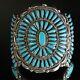Early Zuni Needle Point Turquoise Massive Cuff Bracelet