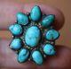 Early Zuni Turquoise & Silver Cluster Ring-native American-1940-leekya Deyuse