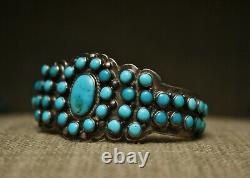 Early Zuni Vintage Native American Turquoise Ingot Sterling Silver Cuff Bracelet