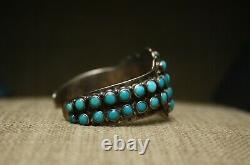 Early Zuni Vintage Native American Turquoise Ingot Sterling Silver Cuff Bracelet