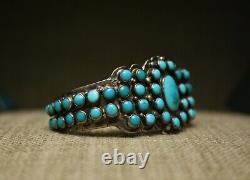 Early Zuni Vintage Native American Turquoise Ingot Sterling Silver Cuff Bracelet