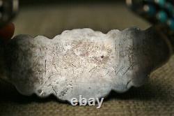 Early Zuni Vintage Native American Turquoise Ingot Sterling Silver Cuff Bracelet