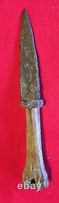 Early native American Plains Indian, bone handled knife, Repurposed Iron