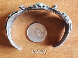 Early navajo sterling Silver Native American Turquoise cluster repousse cuff