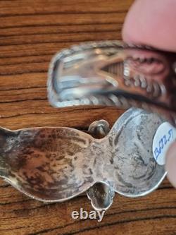 Early navajo sterling Silver Native American Turquoise cluster repousse cuff