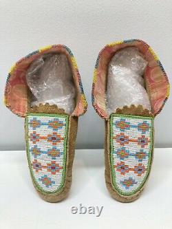 Early plains authentic Native American moccasins souix suede shoes Tribal #123