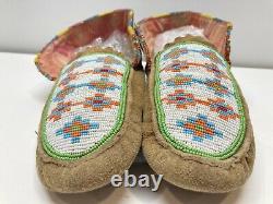 Early plains authentic Native American moccasins souix suede shoes Tribal #123