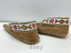 Early plains authentic Native American moccasins souix suede shoes Tribal #123