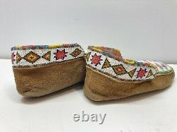 Early plains authentic Native American moccasins souix suede shoes Tribal #123