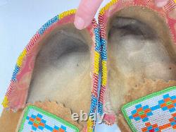 Early plains authentic Native American moccasins souix suede shoes Tribal #123