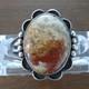 Early Rust White Agate Native American Signed Vtg Sterling Silver Cuff Bracelet