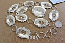 Early signed TOMMY SINGER Navajo Link CONCHO BELT Sterling Silver Thomas buckle