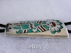 Early, signed, chip inlay Kachina Bolo Tie 3-1/8