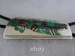 Early, signed, chip inlay Kachina Bolo Tie 3-1/8