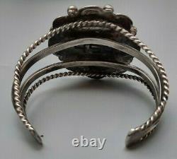 Early style Fred Harvey Navajo Black & Silver Petrified wood cuff Bracelet