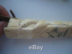 Early to mid 20th Century Bering Strait YUPIK Fossil Kinfe And Case, Inuit