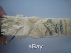 Early to mid 20th Century Bering Strait YUPIK Fossil Kinfe And Case, Inuit
