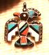 Early Vintage Multi-stone Inlay Parrot Pendant Zuni Turquoise Coral Signed Uue