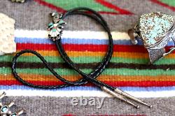 Early vintage MULTI-STONE INLAY ZUNI PARROT bolo sterling C. G. Wallace era bird