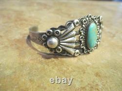 Elaborate EARLY Fred Harvey Era Navajo COIN Silver Turquoise FAN Bracelet