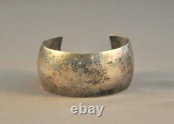 Elegant Early Sterling Silver Cuff Bracelet Hand Hammered 1 1/4 Wide 7 @