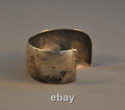 Elegant Early Sterling Silver Cuff Bracelet Hand Hammered 1 1/4 Wide 7 @