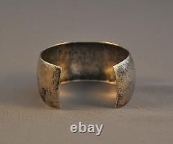 Elegant Early Sterling Silver Cuff Bracelet Hand Hammered 1 1/4 Wide 7 @