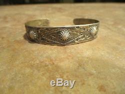 FABULOUS EARLY Fred Harvey Era Navajo Silver STAMPED DESIGN Bracelet 1920's