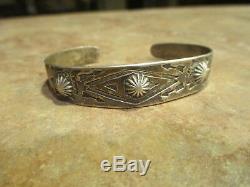 FABULOUS EARLY Fred Harvey Era Navajo Silver STAMPED DESIGN Bracelet 1920's