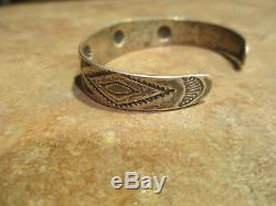 FABULOUS EARLY Fred Harvey Era Navajo Silver STAMPED DESIGN Bracelet 1920's