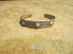 FABULOUS EARLY Fred Harvey Era Navajo Silver STAMPED DESIGN Bracelet 1920's