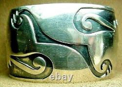 FINE EARLY OLD PAWN CLASSIC HOPI STERLING SILVER WIDE CUFF BRACELET HEAVY 73.6g