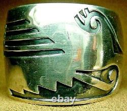 FINE EARLY OLD PAWN CLASSIC HOPI STERLING SILVER WIDE CUFF BRACELET HEAVY 73.6g