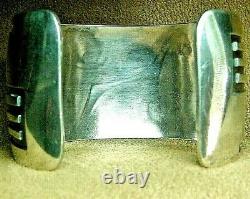 FINE EARLY OLD PAWN CLASSIC HOPI STERLING SILVER WIDE CUFF BRACELET HEAVY 73.6g