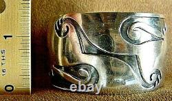 FINE EARLY OLD PAWN CLASSIC HOPI STERLING SILVER WIDE CUFF BRACELET HEAVY 73.6g