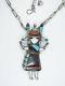 Finest 40's Early Zuni Channel Inlay Maiden Pendant Sterling Necklace 22 / 59g