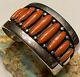 Finest Early Frank Patania Thunderbird Shop Sterling Big Red Coral Cuff Bracelet