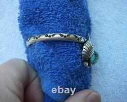 Fine EARLY SOUTHWESTERN Silver & TURQUOISE CUFF BRACELET-Offset Mount