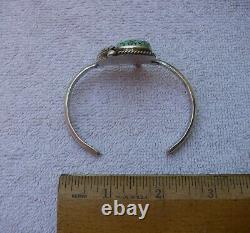 Fine EARLY SOUTHWESTERN Silver & TURQUOISE CUFF BRACELET-Offset Mount