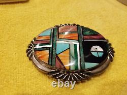 Frank Yellowhorse 1970 Sterling Turquoise Belt Buckle INLAYED RARE RARE! NOS