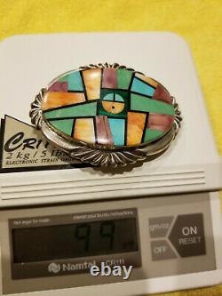 Frank Yellowhorse 1970 Sterling Turquoise Belt Buckle INLAYED RARE RARE! NOS