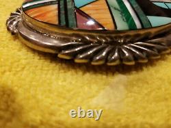 Frank Yellowhorse 1970 Sterling Turquoise Belt Buckle INLAYED RARE RARE! NOS