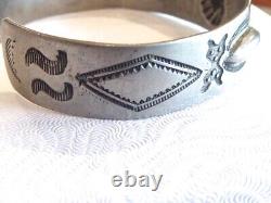 Fred Harvey Navajo 40's 50's Thunderbird Crossed Arrows Early Cuff Bracelet