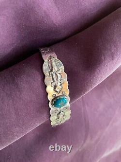 Fred Harvey era Turquoise and silver bracelet, early 1900's
