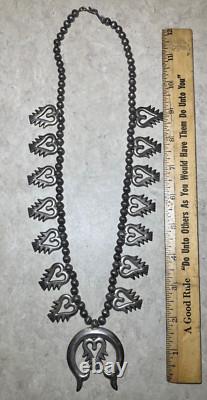 From NM estate-Early, unique cast silver squash blossom style necklace with Naja